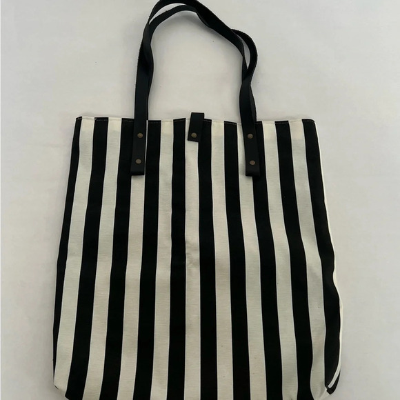 Hand Made Cotton & Leather Embroidered Heart Love Stripped Bag Tote New - Picture 2 of 8